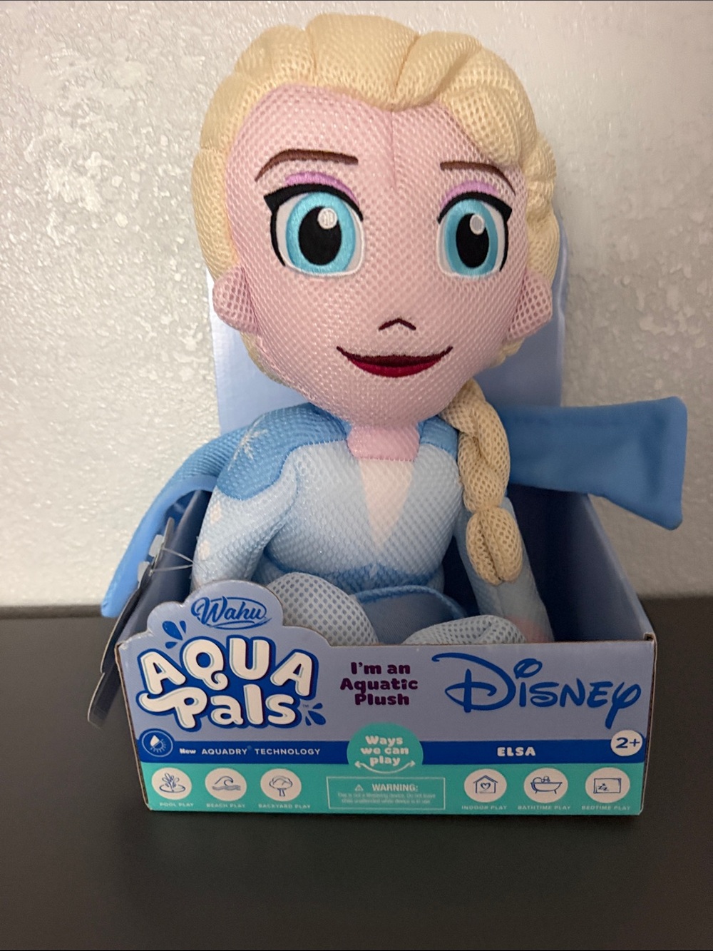 Disney Elsa Aqua Pals Plush - Light Blue, Blonde, Pink